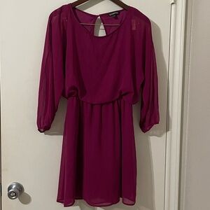 Express Fuchsia Pink Chiffon Dolman Sleeve Mini Dress - Size Medium